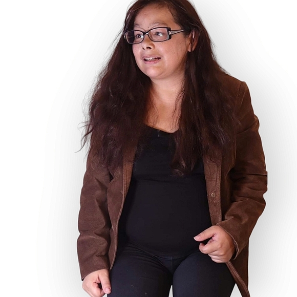 BROWN SUEDE FAUX SUEDE JACKET WOMENS SIZE SMALL - Picture 2 of 16